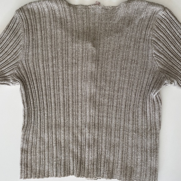 SOLD Vintage Beige Button Up Cotton Ribbed Cropped Sweater - Picture 5 of 7